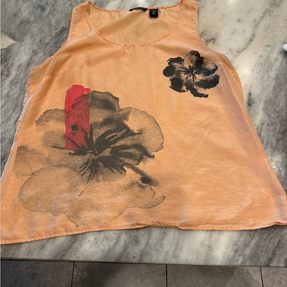 New York & Company Peach Floral Tank Top Sz XL - Picture 1 of 7
